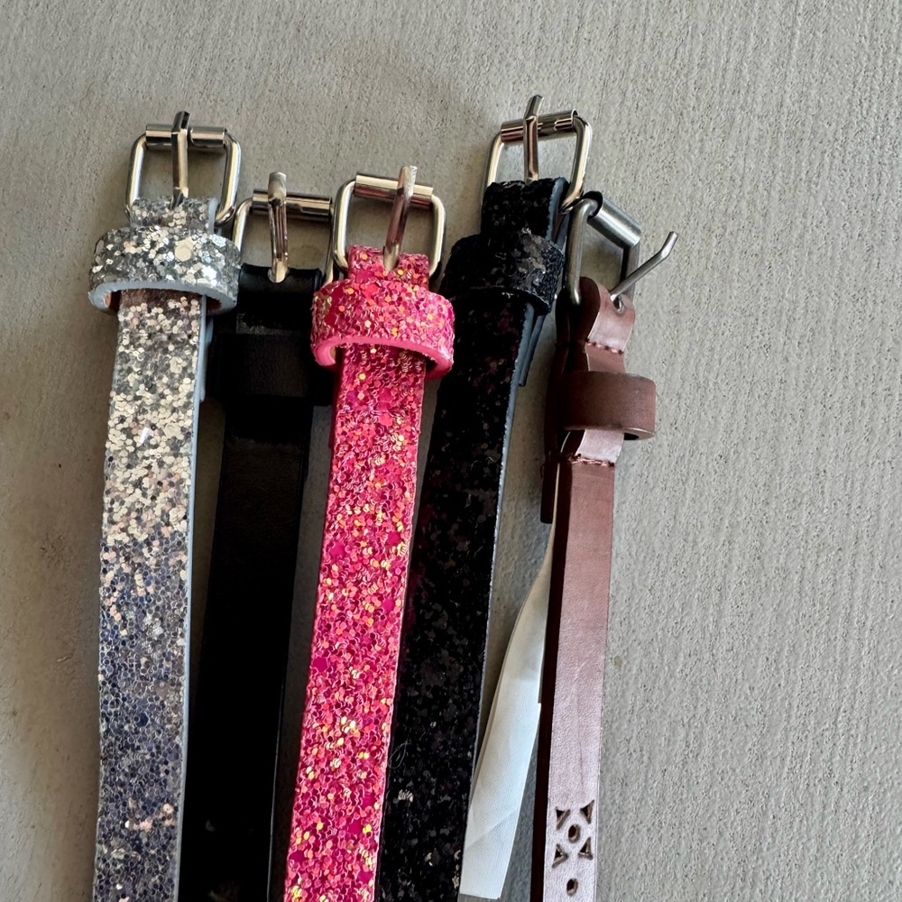 Glittery Pink and Black Kids Belt Set